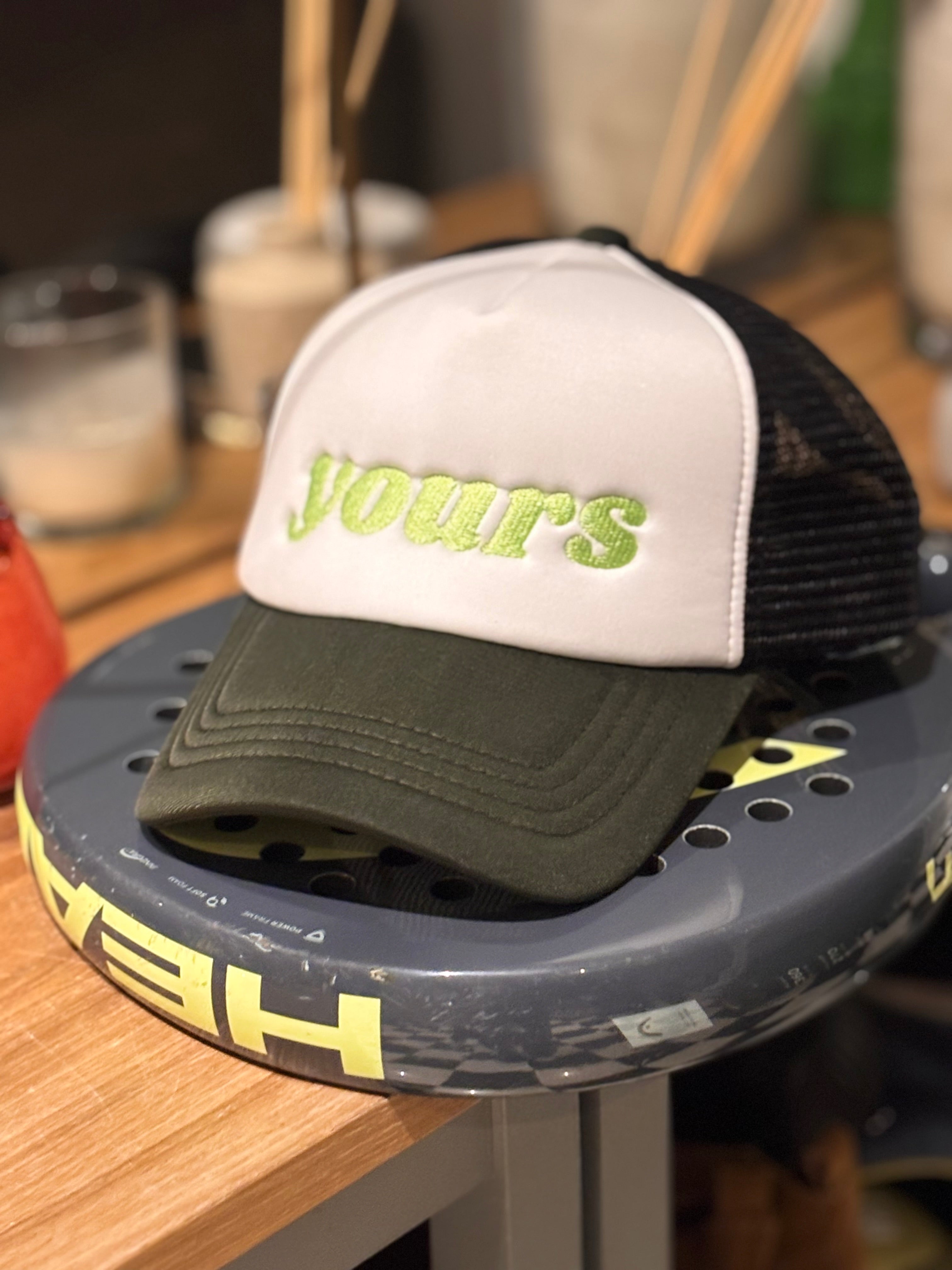 “Yours” Retro Trucker Cap – Pastel Neon Green