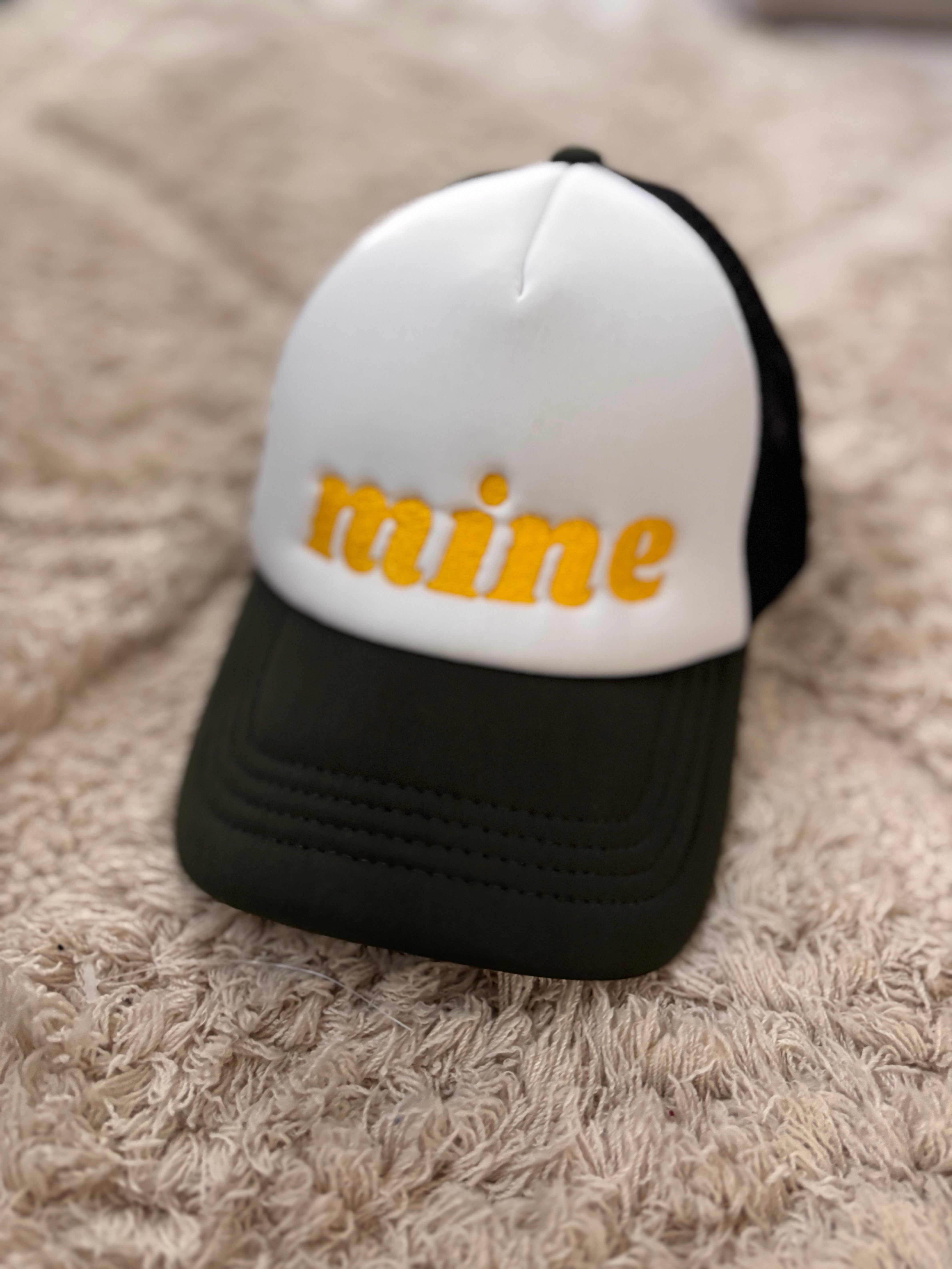 “Mine” Retro Trucker Cap – Pale Sunflower Gold