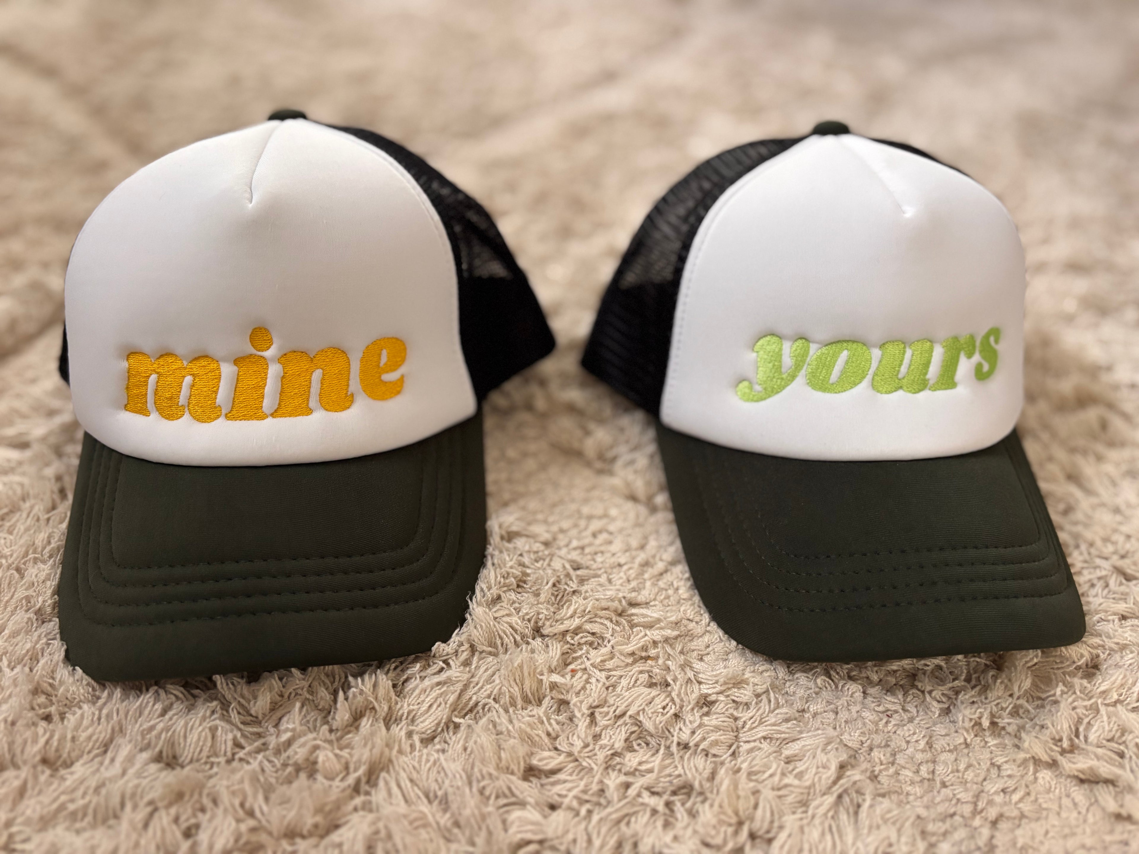 “Mine” Retro Trucker Cap – Pale Sunflower Gold