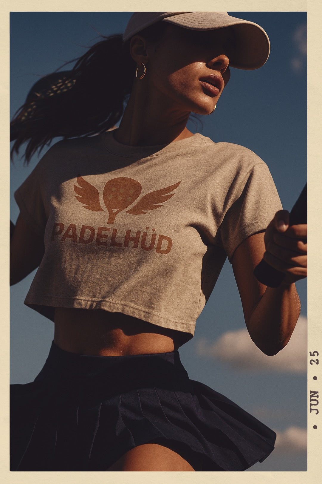 The Sunset Serve Crop Padel Tee