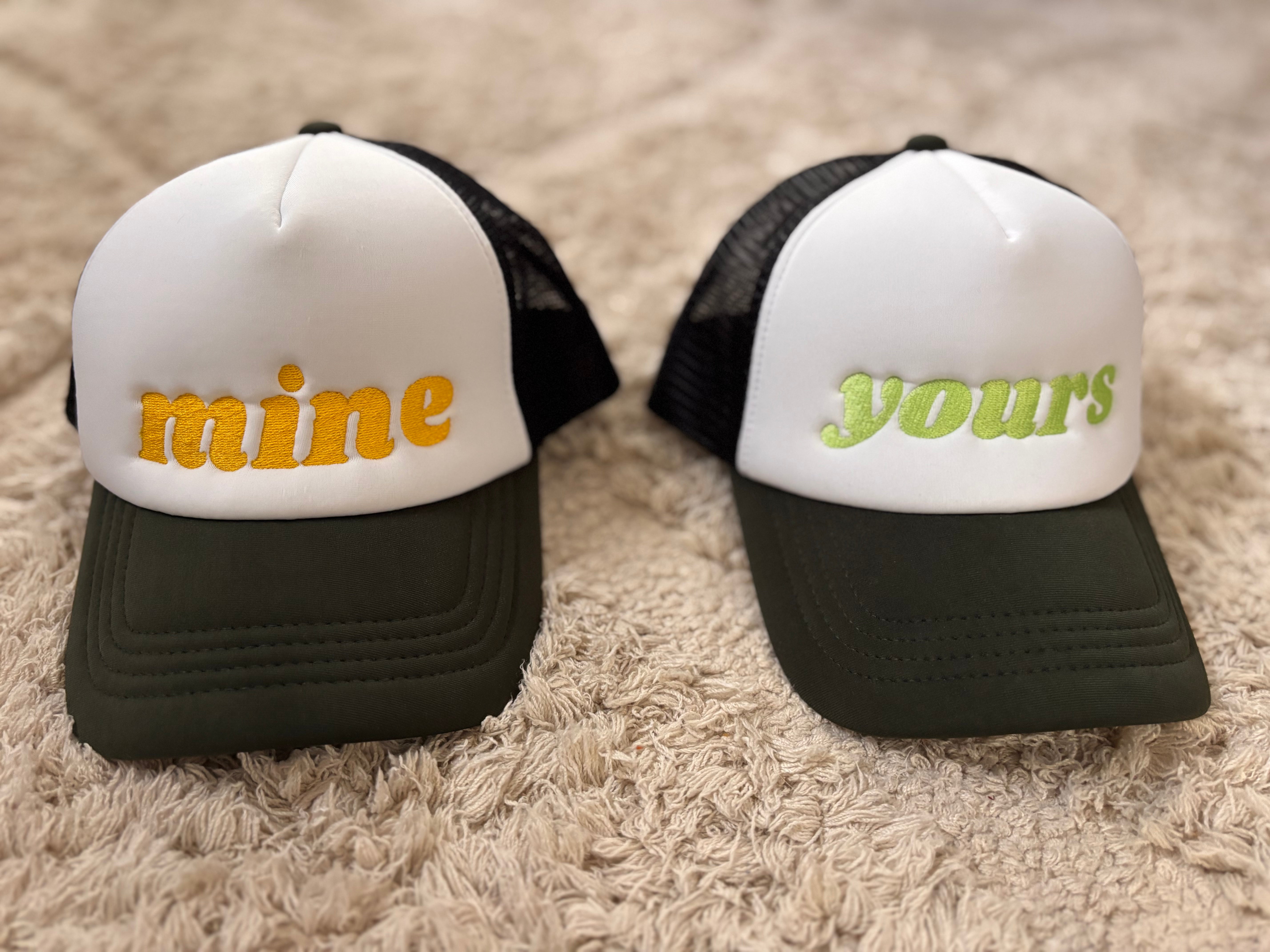 “Mine” Retro Trucker Cap – Pale Sunflower Gold