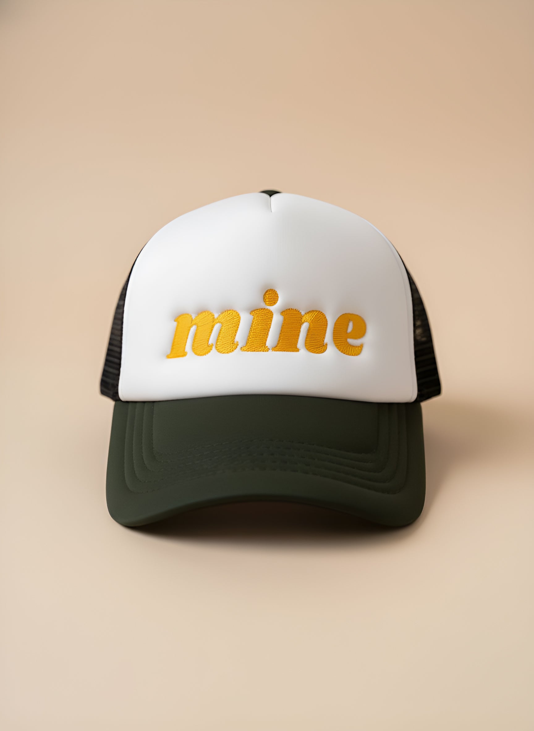 “Mine” Retro Trucker Cap – Pale Sunflower Gold