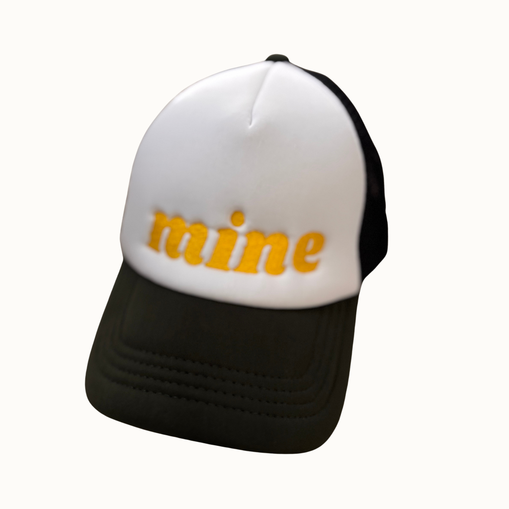 “Mine” Retro Trucker Cap – Pale Sunflower Gold